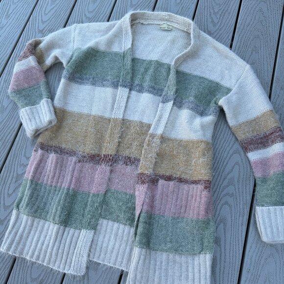 BeCool Women's Soft Fuzzy Open Cardigan Sweater Long Sleeve Pockets Sz M/L - Picture 2 of 7